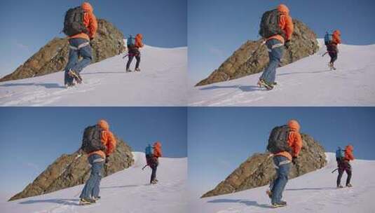 攀登山峰高清在线视频素材下载