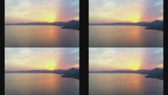 夕阳下的湖面高清在线视频素材下载