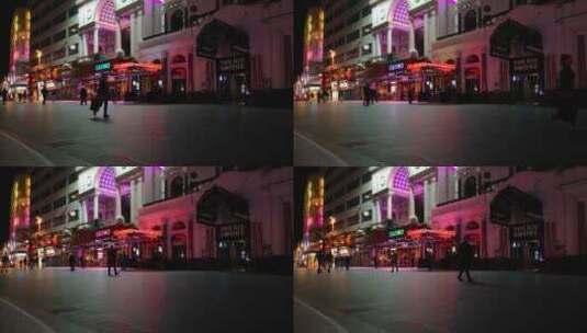 广场夜间人群交通高清在线视频素材下载