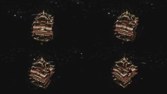 航拍杭州城隍阁夜景高清在线视频素材下载