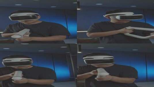 玩虚拟现实游戏的男人竖屏高清在线视频素材下载