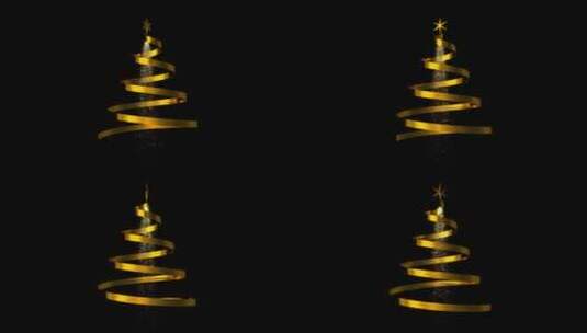 金色丝带围成的圣诞树高清在线视频素材下载
