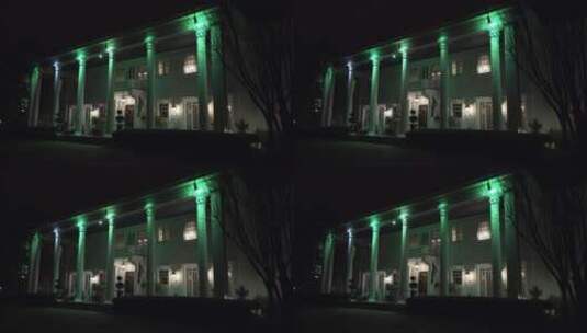 夜晚漂亮的豪宅外部拍摄高清在线视频素材下载