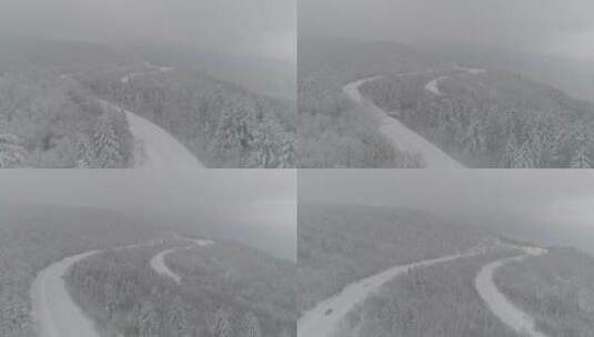 冬季长白山原始森林厚厚积雪震撼大气雪景高清在线视频素材下载