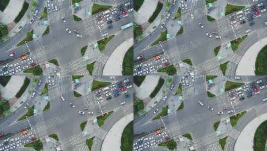 4k航拍俯瞰城市路口车流高清在线视频素材下载