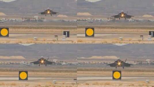 飞机着陆在跑道上高清在线视频素材下载