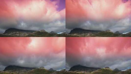 彩色云层经过山脉高清在线视频素材下载