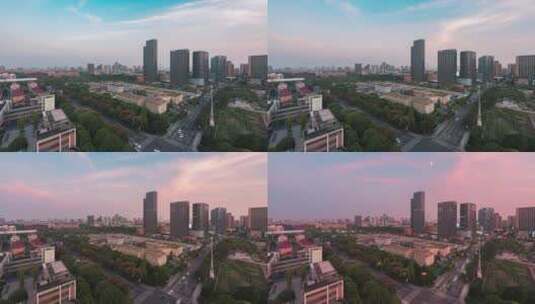 杭州钱塘区CBD日转夜延时视频高清在线视频素材下载