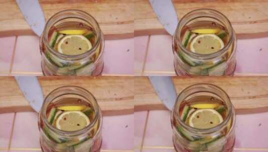 密封罐配制调料腌制跳水泡菜过程高清在线视频素材下载