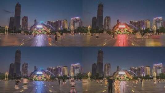 贵州贵阳筑城广场夜景延时摄影4K高清在线视频素材下载