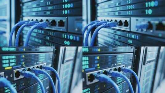 服务器与网络线缆特写高清在线视频素材下载