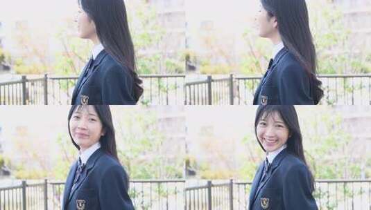 屋外笑可人女子学生高清在线视频素材下载