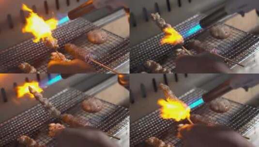 火焰炙烤肉串高清在线视频素材下载
