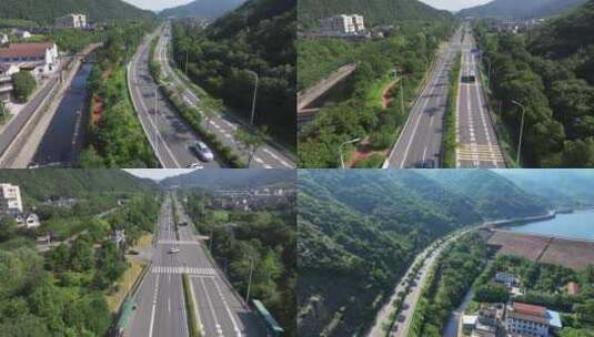 郊区山间公路航拍4K视频高清在线视频素材下载