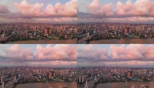 广州鹤洞大桥和城市天际线黄昏延时航拍4k高清在线视频素材下载