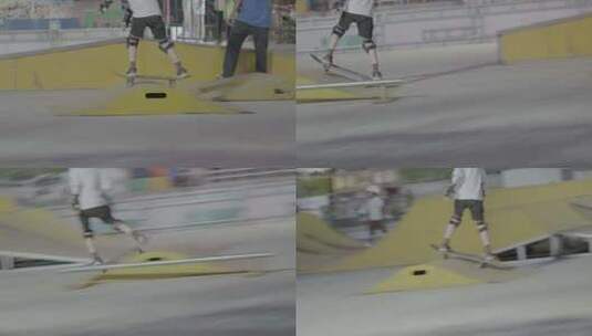滑板训练场地小朋友滑板高清在线视频素材下载
