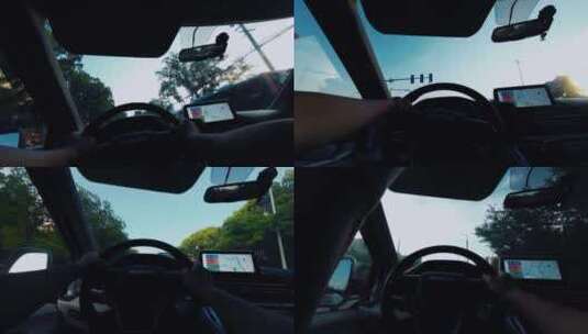 中年男子开车第一视角延时高清在线视频素材下载