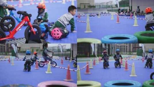 幼儿园儿童无踏板平衡车独轮车视频素材高清在线视频素材下载