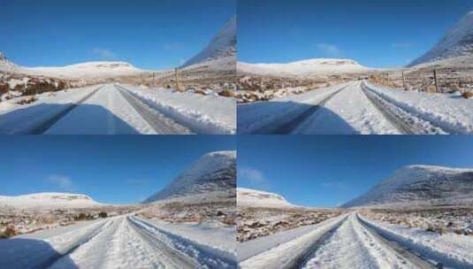 开车穿过多尼戈尔郡冰雪覆盖的格伦威格国家公园高清在线视频素材下载