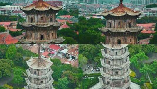 福建最大的佛教寺庙泉州开元寺航拍4K视频高清在线视频素材下载