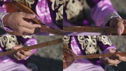 B新疆 准噶尔 阿肯弹唱 特写镜头高清在线视频素材下载