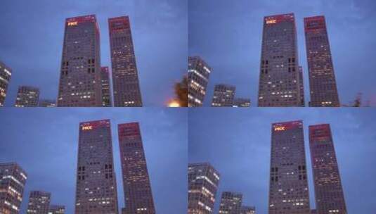 北京城市高楼大厦北京地标cbd夜景高清在线视频素材下载