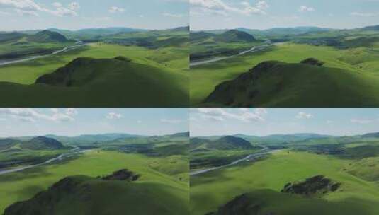 蓝天白云下的内蒙古大草原高清在线视频素材下载