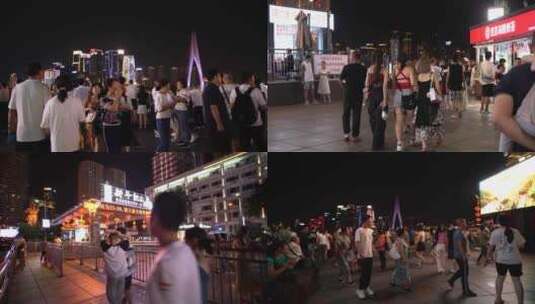 重庆城市洪崖洞街道热闹拥挤的人群高清在线视频素材下载