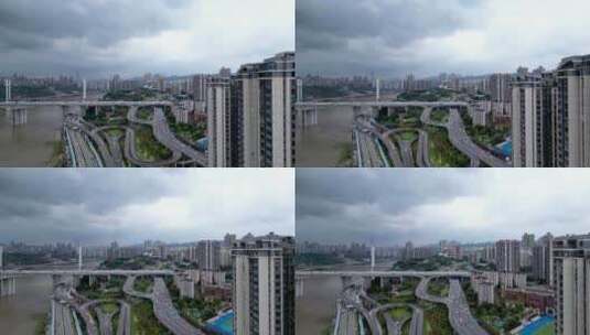 重庆高家花园大桥航拍高清在线视频素材下载