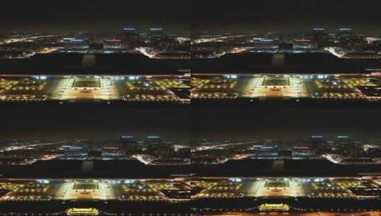 苏州火车站夜景竖屏航拍高清在线视频素材下载