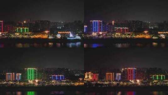 九江长江国家文化公园夜景航拍九江夜景风光高清在线视频素材下载