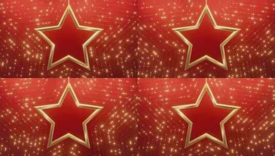 闪烁金色背景红色的五角星高清在线视频素材下载