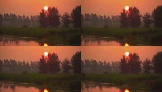 湖面日出日落黄昏唯美慢镜头高清在线视频素材下载