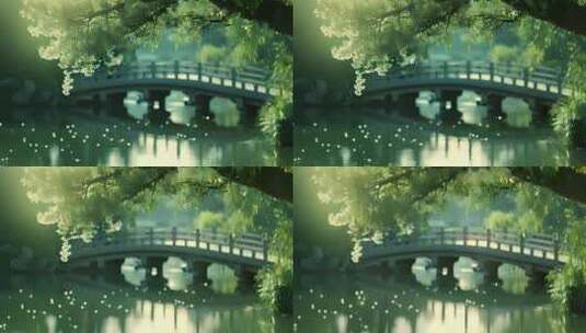 城市公园湖面小桥空镜高清在线视频素材下载