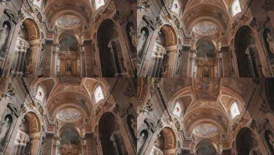 罗马教堂华丽壁画高清在线视频素材下载