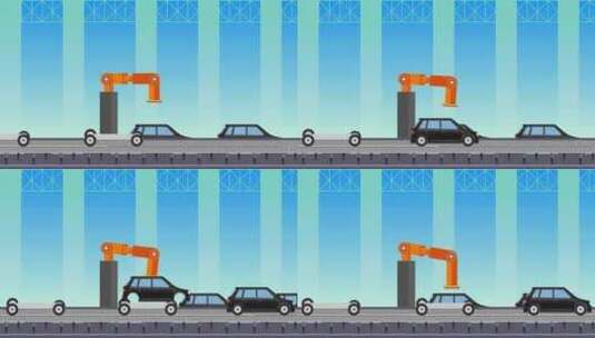 汽车生产线上的机械臂工作画面高清在线视频素材下载