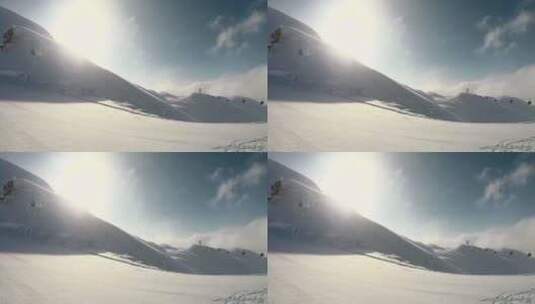 冬季温暖的阳光照射白雪皑皑的大地高清在线视频素材下载