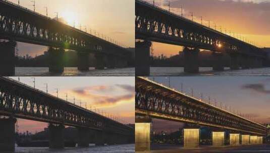 【延时】武汉长江大桥04高清在线视频素材下载