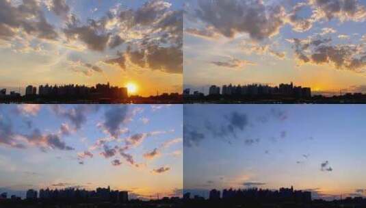 城市太阳落山，夕阳黄昏，时光流逝高清在线视频素材下载