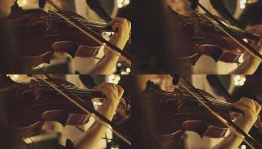 拉小提琴的特写高清在线视频素材下载