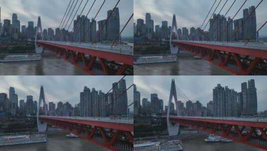 重庆东水门长江大桥穿行夜景洪崖洞高清在线视频素材下载