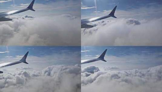透过飞机窗户看窗外的云高清在线视频素材下载