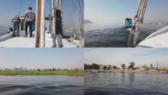 埃及 游船 尼罗河  尼罗河两岸高清在线视频素材下载