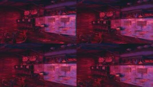 有一束红蓝灯的房间高清在线视频素材下载
