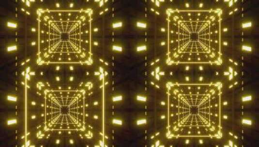 快速闪烁黄灯方形隧道Vj回路高清在线视频素材下载