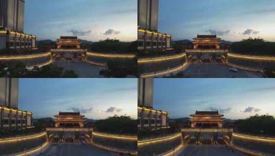 惠州朝京门前推夜景航拍大景高清在线视频素材下载