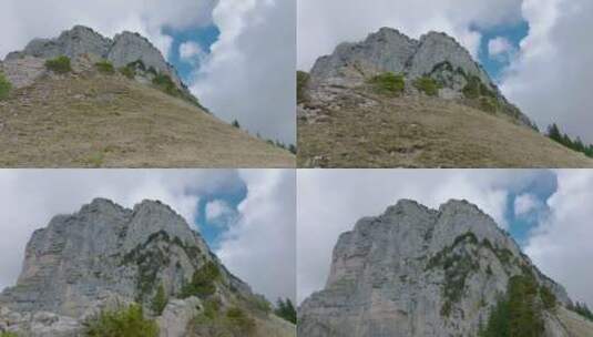 爬山超越悬崖到令人印象深刻的岩山，法国阿高清在线视频素材下载