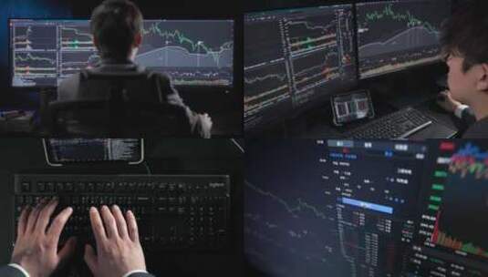 股票交易员操作电脑金融市场股票投资经济高清在线视频素材下载