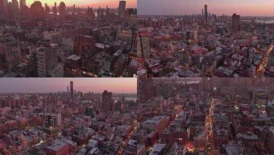 城市航拍纽约曼哈顿诺利塔摩天大楼夜景灯光高清在线视频素材下载
