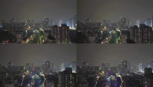 航拍成都锦江区春熙路商圈夜景高清在线视频素材下载